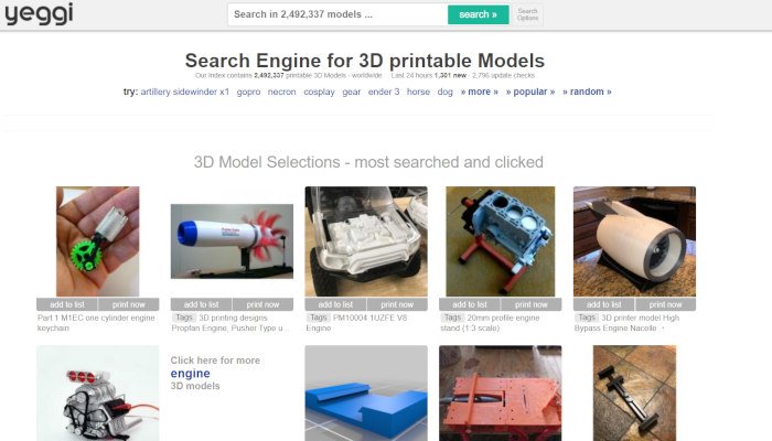 yeggi stl file site for 3d printer files