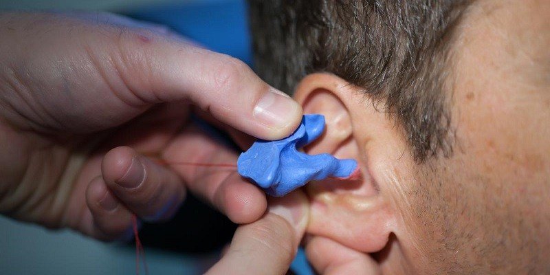 A silicon mold of a patient's ear canal