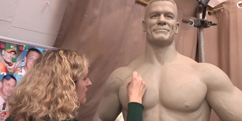 A lifesized clay sculpt of John Cena