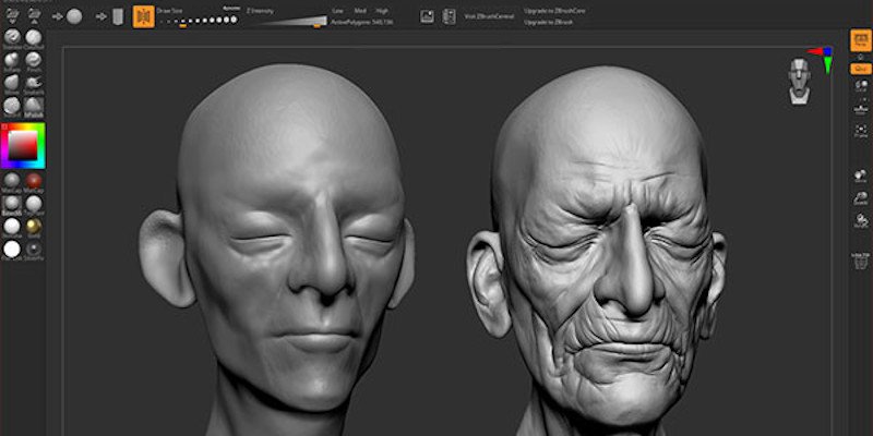 zbrush core mini 3d sculpting software editing a face