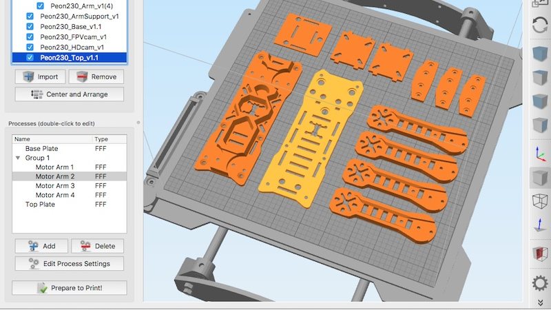 Screenshot of the Simplify3D slicer interface