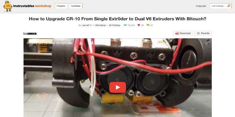 The CR-10 Dual Extruder Mod from JamieF11 on Instructables