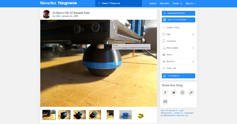 DrBoo's squash ball feet sound dampeners from Thingiverse