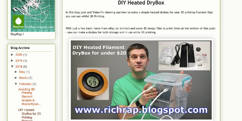 The heated DIY filament dry box from RichRap