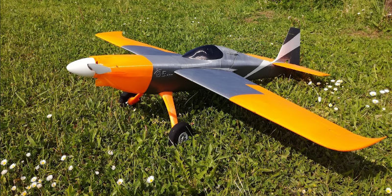 A 3D printed RC plane in a field