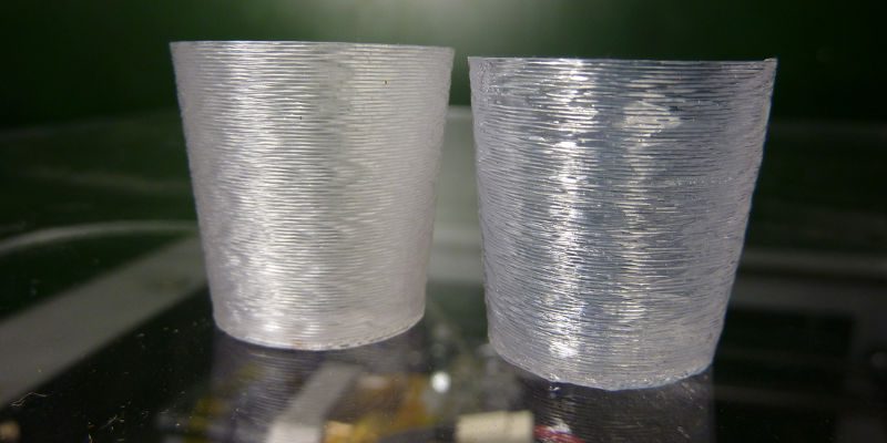 Clear ABS filament 3D printed as tumbler glasses