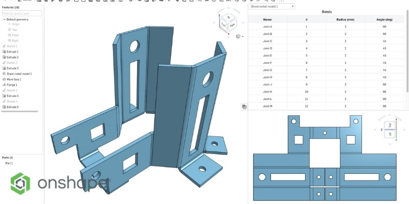 Onshape sheet metal design