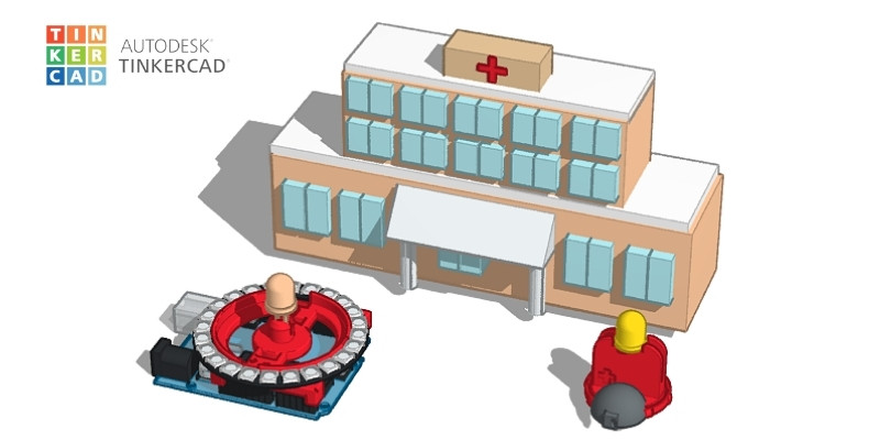 hospital buiding designed in tinkercad, a free CAD software