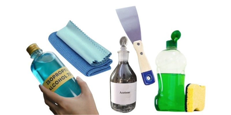 various materials used in cleaning print bed