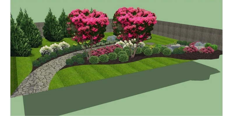 Garden landscape rendered in Sketchup