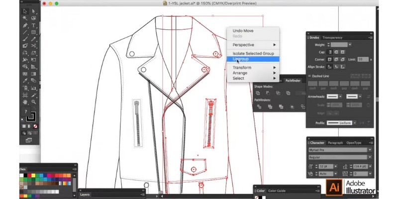 Sketching a basic fashion flat drawing in Adobe Illustrator