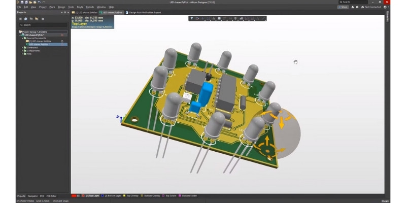 Altium Designer 3D view of PCB design