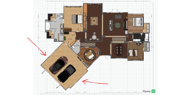 Planner 5D-home with 2-car garage in 2D view