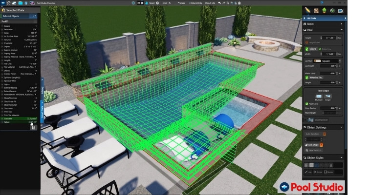 Designing a swimming pool in Pool Studio software