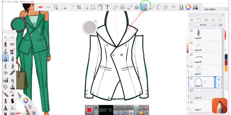 Drawing a Fashion flat using Sketchbook