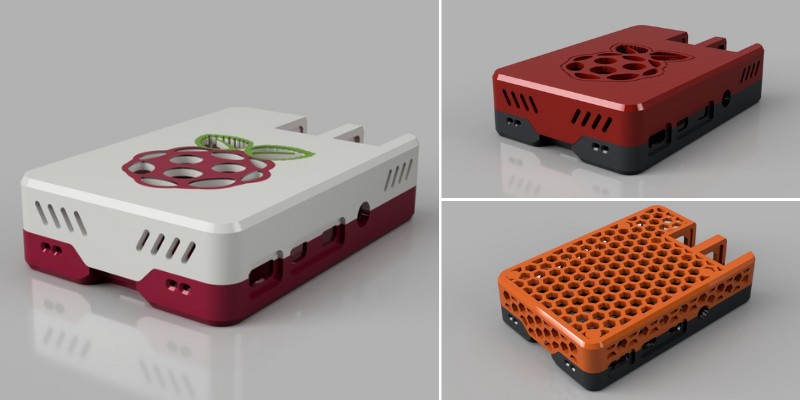 Some designs of the Screwless Raspberry Pi Case; the file is found on Thingiverse.