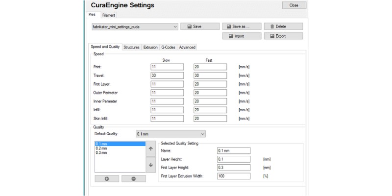 Cura Printing Settings