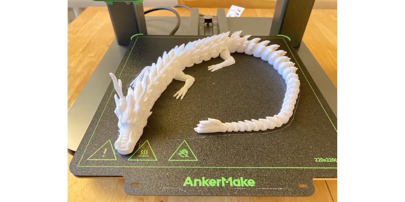 Large articulated dragon 3D printed with the Ankermake M5C.